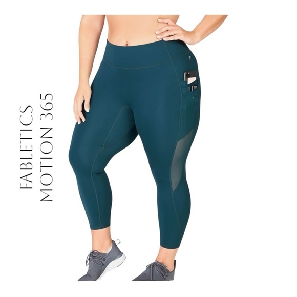 1877. MOTION‎ 365 BY FABLETICS 7/8 LEGGING TEAL IN COLOR SEE MEASUREMENTS MESH - Picture 1 of 11